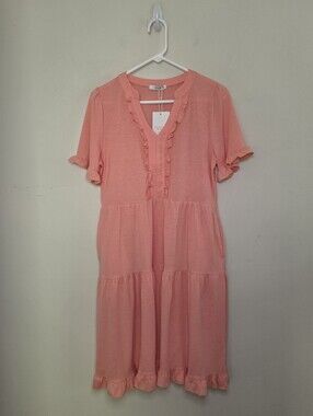 Women's UVN Peach Color Ruffle Dress Sz Medium NWT
